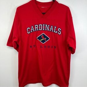 St. Louis Cardinals Jersey Shirt Red Adult L V Neck MLB Baseball Embroidered